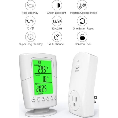 Smart Plug in Socket Heating Cooling Devices Control Socket for Pairing with Remote Control Thermostat--AC220~240V UK Plug