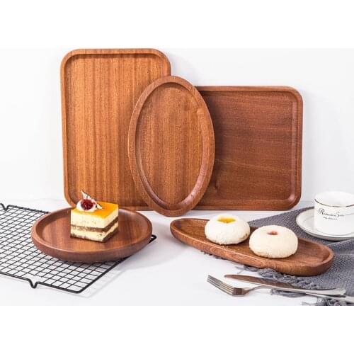 Japan Style Wooden Storage Trays Eco Natural Sapele Wood Cake/Desserts Plate Beef Plate Home/Restaurant Tea Serving Trays