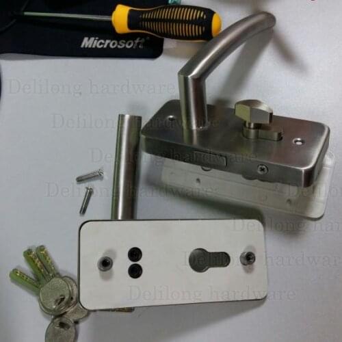 High quality Stainless steel Glass door handle lock single glass partition door locks handles with key