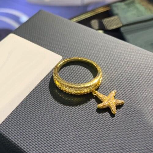 UMGODLY High Quality Fahsion Ring Gold Color Lucky Starfish Ring Micro Zircon Women Brand Jewelry