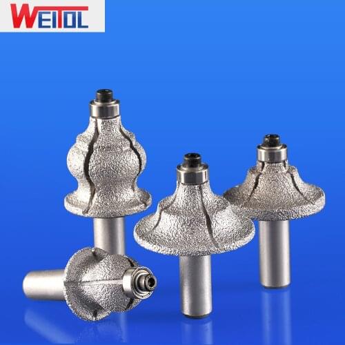 WeiTol 1 pcs cnc Diamond Emery classical ogee bit with bearing fancy pattern quartz stone marble trim engraving bit for stone