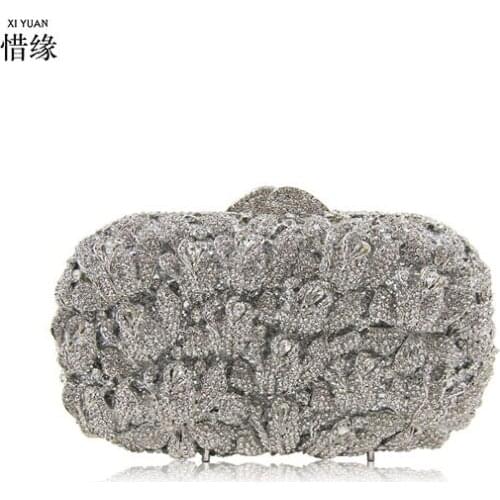 Printed leaf crossbody bags lady Women Evening Bag gold/silver Evening Bag Messenger Chain Shoulder Small Handbags clutch purse