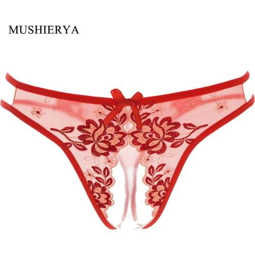 Women Sexy Lingerie Hot Erotic Open Crotch Panties Porn Lace Transparent Underwear Women Crotchless Sex Wear Cheeky Briefs Thong