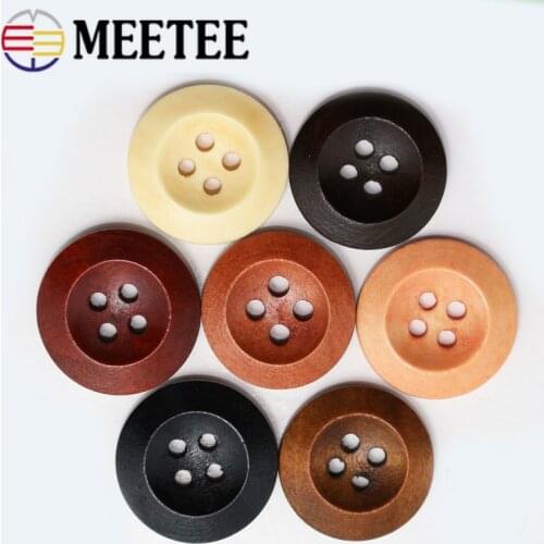 100pcs Meetee 11-25mm Natural 4 Holes Round Wooden Button Sewing Scrapbooking Crafts DIY Clothes Decor Buttons Accessories C1-28