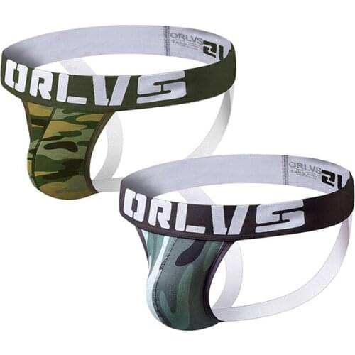 2PCS Sexy Men Tanga Gay Underwear Male Camouflage Jockstraps Gay Men Underwear Jockstrap G-string Thongs
