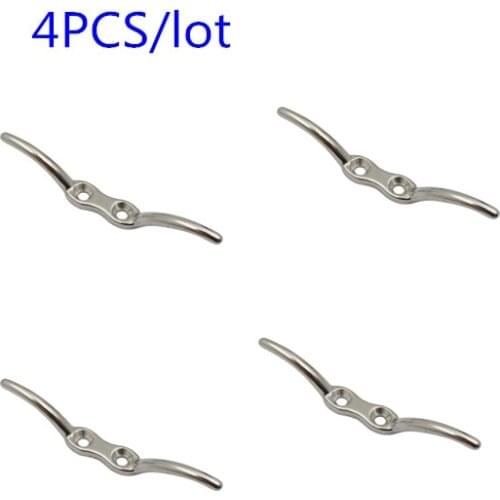 4PCS 4" 6" Marine Grade 316 Stainless Steel Flagpole Rope Cleat Hook 112mm 151mm Wire Rope Cleat for Boat Mooring Accessories