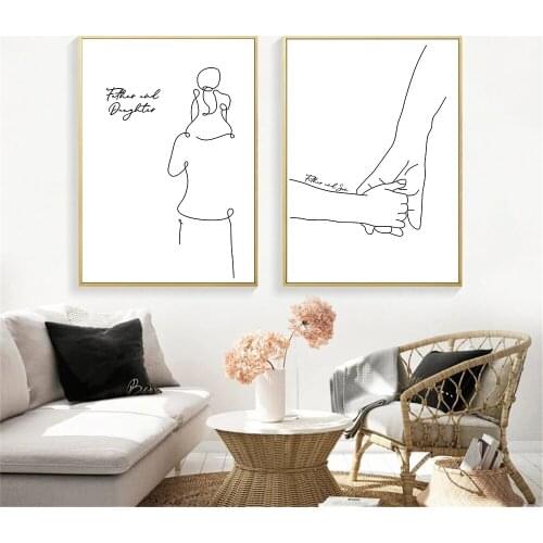 Abstract Parent-child Wall Art Print Hand In Hand Poster Family Love Words Canvas Painting Nordic Picture Living Room Home Decor