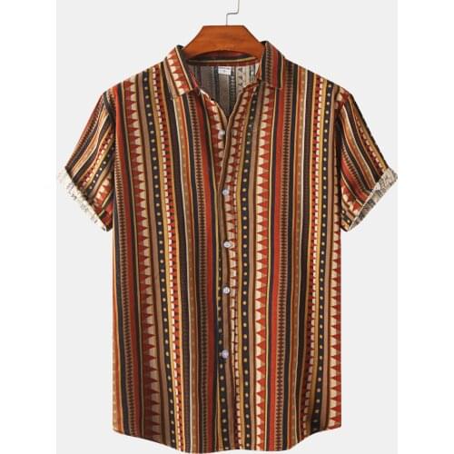 African Ethnic Style Men Short Sleeve Hawaiian Shirt Chemise Homme Casual Summer Shirts for Men Blouse Loose Harajuku Vintage