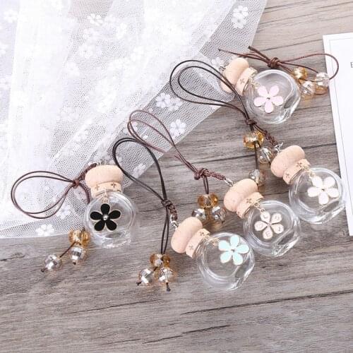 Car Hanging Pendant Perfume Air Freshener Empty Glass Bottle For Essential Oils Diffuser Auto Styling Ornament