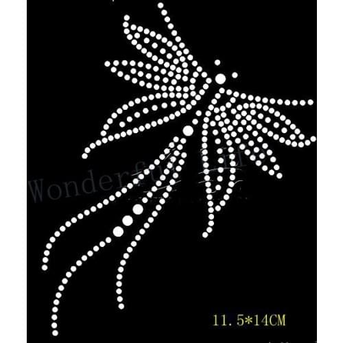 Free shipping nice little flying image hotfix rhinestones transfer design motif bling for clothing