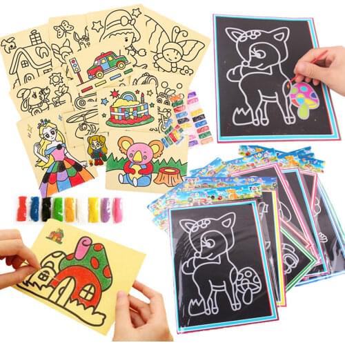 20Pcs/10Pcs Magic Scratch Art Doodle Pad Sand Painting Cards Early Educational Learning Creative Drawing Toys for Children