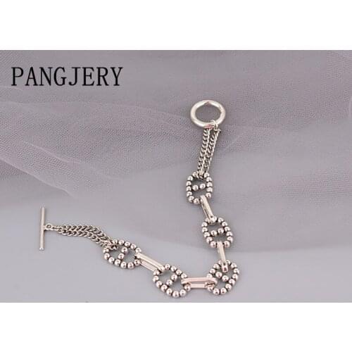 PANGJERY 925 Sterling Silver Bead Chain Bracelets for Women INS Fashion Creative Micro Inlaid Geometric Engagement Jewelry Gifts