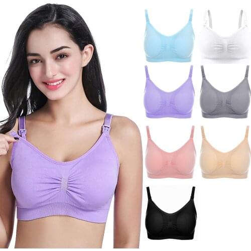 Women Nursing Bra Solid Color Maternity Clothes Pregnant Female Mom Wirefree Pregnancy Bras Breastfeeding Underwear Sujetadores