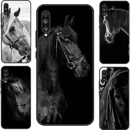 Black White Horse Case For Huawei P30 P20 P40 Pro Mate 10 20 Lite Nova 5T P Smart Z 2019 Honor 9X 8X 8A 10i