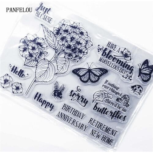 Flower Butterfly Transparent Silicone Rubber Clear Stamps Cartoon For Scrapbooking/DIY Easter Wedding Album