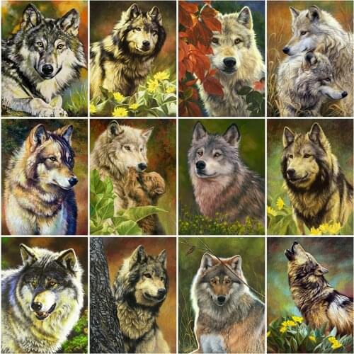 Evershine 5D DIY Diamond Painting Wolf Mosaic Art Diamond Embroidery Animals Full Square Round Drill Wall Decorations