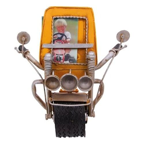 Decorative Metal Frame Yellow Motorcycle Themed -Vintage Style, Gift, Trinket, photo Frame Durable and Stylish -Quality Material