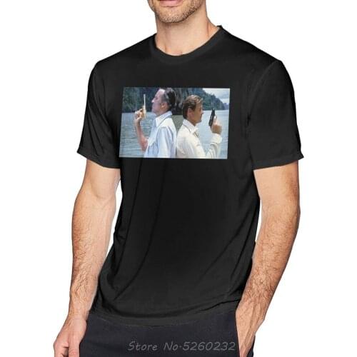 James Bond T Shirt James Bond - Man With The Golden Gun T-Shirt Man Printed Tee Shirt Beach Fun Short-Sleeve Cotton Tshirt