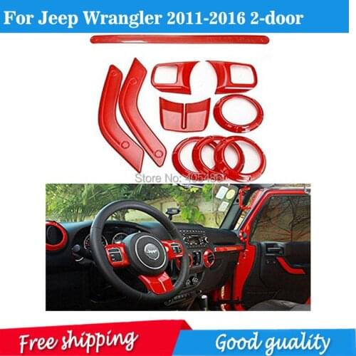 Hot Steering Wheel Trim Air Condition Vent Interior Accessories Door Handle Cover Kits ABS Chrome For Jeep Wrangler JK 2 doors
