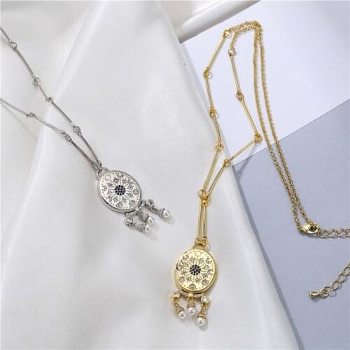 HECHENG,Ethnic Unrest In Simia Necklace,Vacation Jewelry Accessories For Women Girls,Cooper Plated 18k Gold pearl Gift