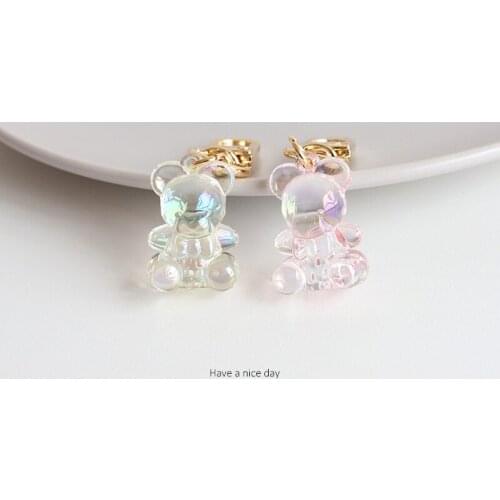 Creative Cartoon Transparent Bear Keychain Cute Anime Keychains Women Couple Backpack Car Pendant Key Chains Ornaments Pendant