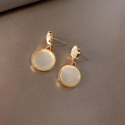 Minimalist Simple Opal Stone Cute Small Earrings Korean Fashion Romantic Vintage Earring for Women Elegant Wedding Party Jewelry