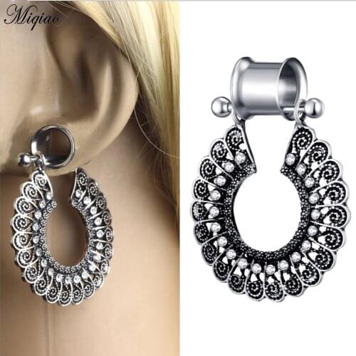 Miqiao 2pcs Ear Tunnels Dangle Plugs Piercing Plugs Double Flare Flesh Tunnel Gauges Earrings Stretcher Body Piercing Jwelry