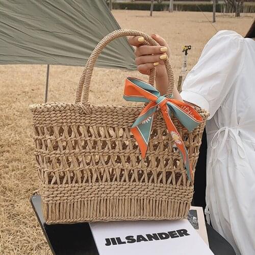Fashion Rattan Hollow Straw Bags Wicker Woven Women Handmade Handbags Summer Beach Travel Shoulder Bags Casual Lady Bali Purses
