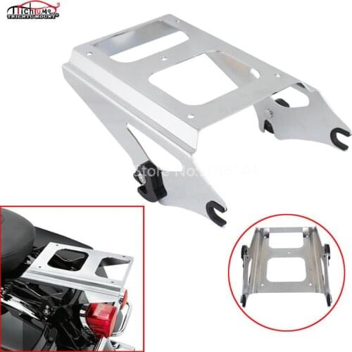 Motorcycle Chrome Detachable Two Up Tour Pack Mounting Luggage Rack For Harley Touring Road Street Glide Road King 2009-2013