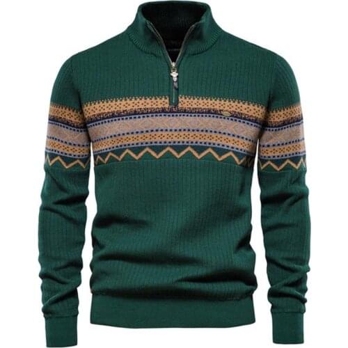 2021 mens zipper small turtleneck sweater mens casual streetwear stitching pullover mens sweater new winter fashion warm swea