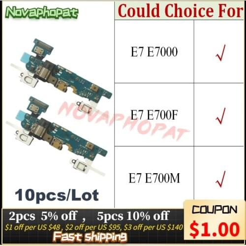 Novaphopat For Samsung Galaxy E7 E700F E700M E7000 Charger Port USB Dock Charging Port Headphone Audio Jack Flex Cable 10pcs/lot
