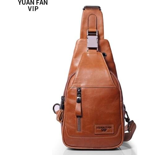 New Mens Cowhide Sling Chest Pack Vintage Genuine Leather Male Cross Body Bags Single Shoulder Bag Travel High Quality Leisure