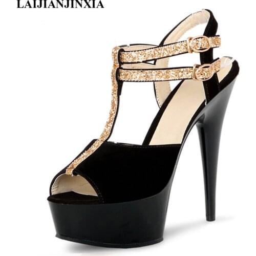 New 15cm High Heels Night Club Wedding Party Pole Dance Platform Sandals Dancing Shoes Q-076