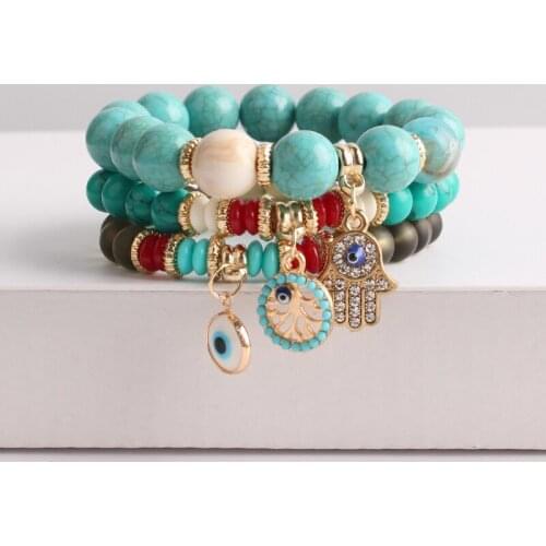 New Original Europe and the United States fashion hot-selling Bohemian style loose stone cracks multi-layer handmade beaded brac