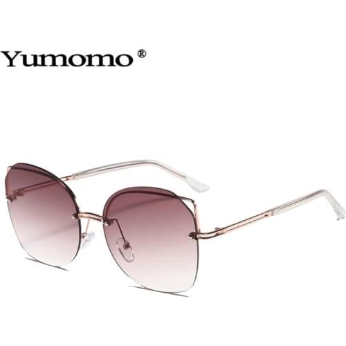 Vintage Rimless Cat eye Goggles Sunglasses Women Sexy Retro Cat Eye Ocean Color Sun Glasses Brand Designer Eyewear UV400