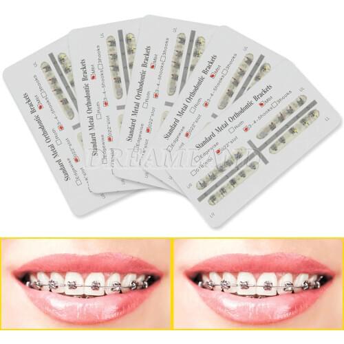 100PCS/5 Packs Orthodontic Dental Metal Bracket Braces Standard MBT 022 3-4-5 Hooks For Orthodontic Dental Treatment