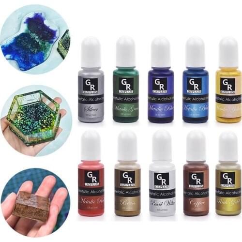 10Colors/Set 3D Diffusion Resin Pigment Alcohol Ink Liquid Colorant Dye DIY Epoxy Resin Pigment UV Resin Jewelry Making Tools