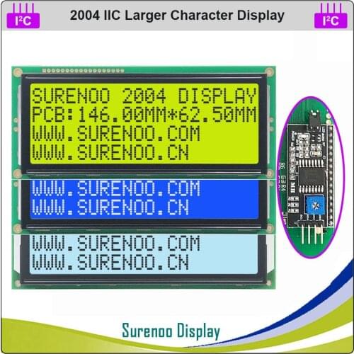 Serial IIC / I2C / TWI 2004 204 20*4 Larger Character LCD Module Display Yellow Green Blue FSTN with Backlight for Arduino
