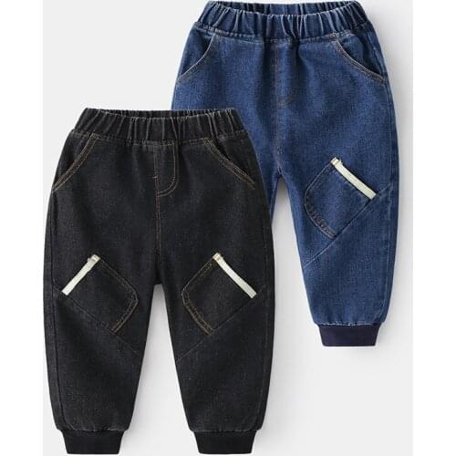 Pocket Casual Denim Pants For Boys Fall Winter Trousers Jeans Kids Cotton Childrens Clothing