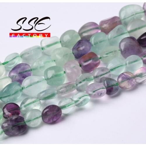 8-10mm Natural Irregular Colorful Fluorite Stone Beads Loose Spacer Beads For Jewelry Making DIY Bracelet Accessories 15"Strand