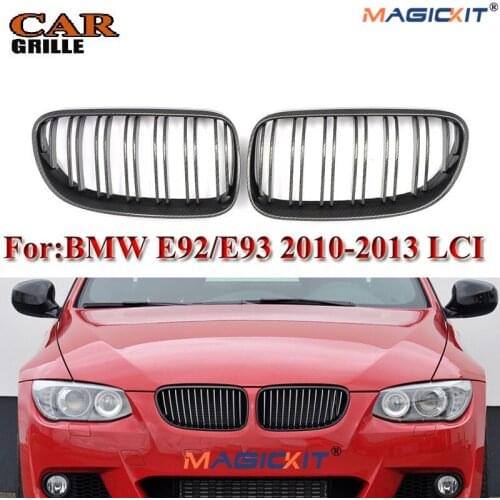 MagicKit 2x Carbon Fiber Look Front Kidney Grille Grill For BMW E92 E93 3-Series 2D 10-13