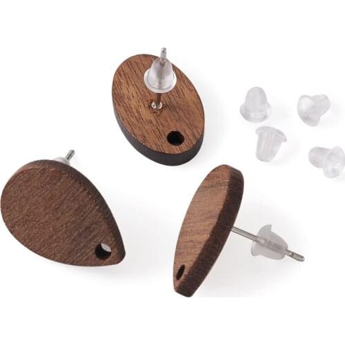 1Set CoconutBrown Wood Stud Earrings Finding Wooden Ear Stud Loop Earring Nuts for Women DIY Earring Jewelry Making Accessories