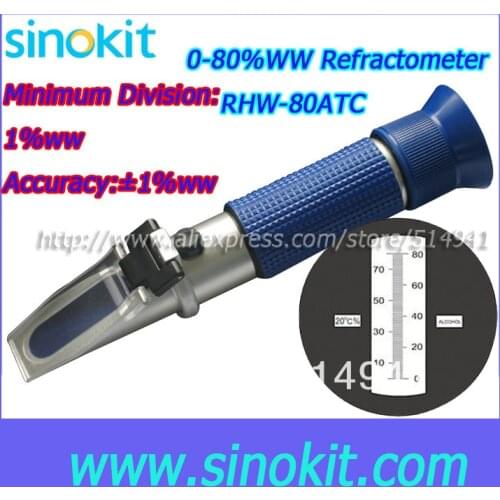 Blue)Alcohol 0-80% WW Wine refractometer RHW-80ATC
