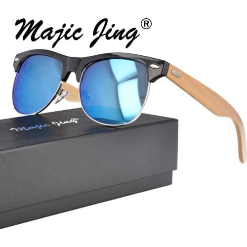 Magic Jing Classic Sunglasses Bamboo Temple UV400 Protecting Sun Glasses WPB1029