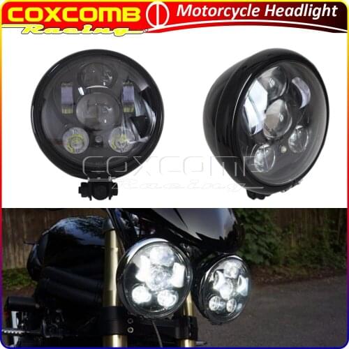 5.75" LED Round Front Headlight Motorcycle DRL Bottom Mount Headlamp For Harley Dyna Street Bob Custom Cafe Racer Bobber