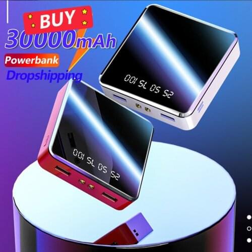 30000mAh Mini Power Bank Charger Power Bank with LED Light Portable External Battery Charger for IPhone Xiaomi Samsung