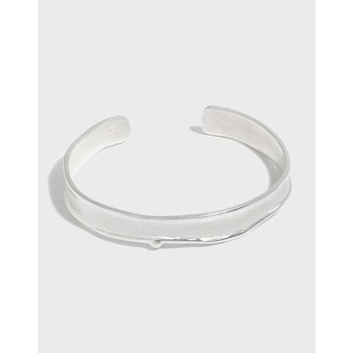 SHANICE 100% 925 sterling silver bangle bracelet Simple all-matched irregular brushed drawing Statement Cuff Bangles Jewelry