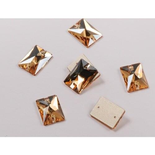 Golden shadow Strass Rectangle shape Sewing Crystals Glass Crystal sew on rhinestones Diy Clothing Garment accessories