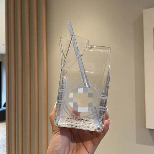 Star Father New Product Cup Astronaut Gradient Blue Milk Carton Shape Cold Extraction Straw Glass Water Cup Mugs Coffee Cups