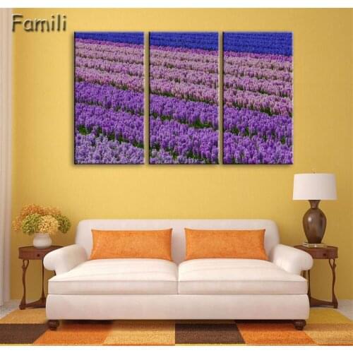 2017 3Planes Home Decoartion Wall Painting Purple Lavender Flowers Forest Canvas Art Pictures Poster And Prints For Living Room